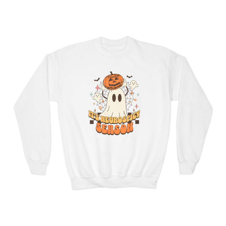 Kids Its Neurospicy Season Ghost and Pumpkin Sweatshirt