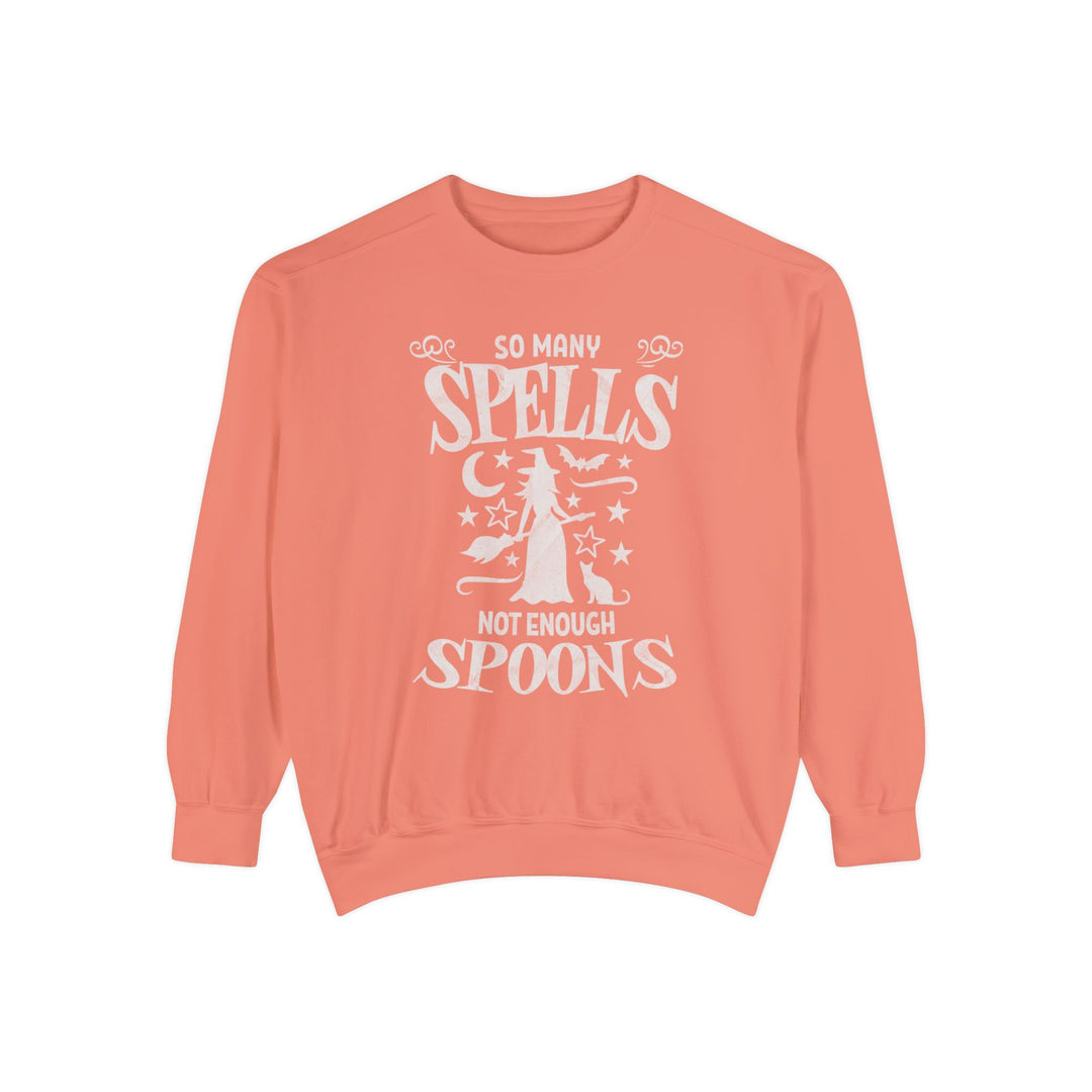 Adult So Many Spells Not Enough Spoons Distressed Comfort Colors Sweatshirt