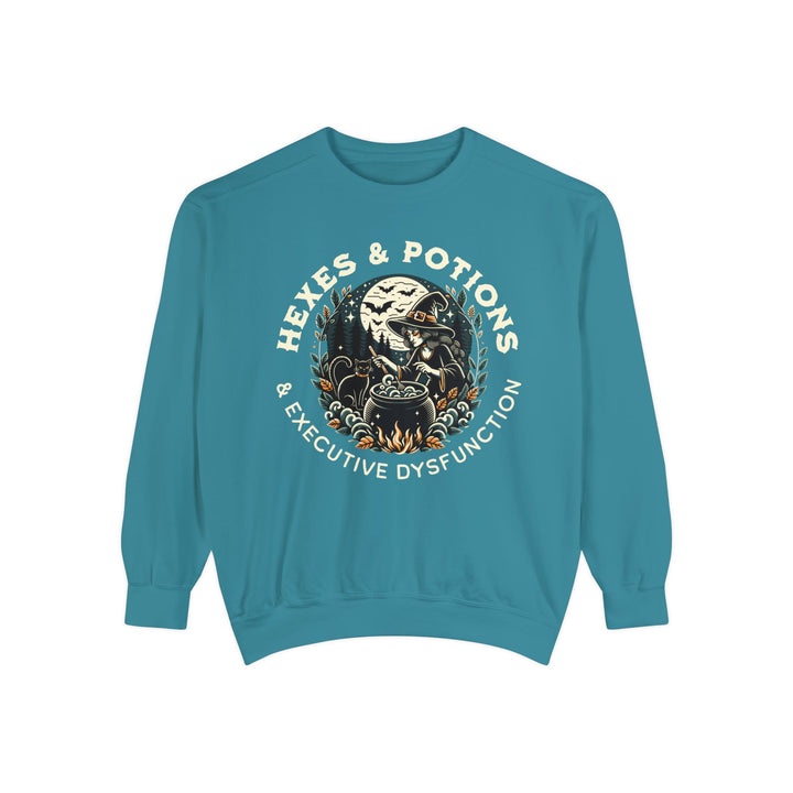 Adult Hexes & Potions & Executive Dysfunction  Comfort Colors Sweatshirt