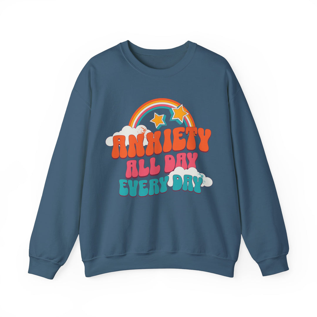 Adult Anxiety All Day Every Day Rainbow and Stars Sweatshirt