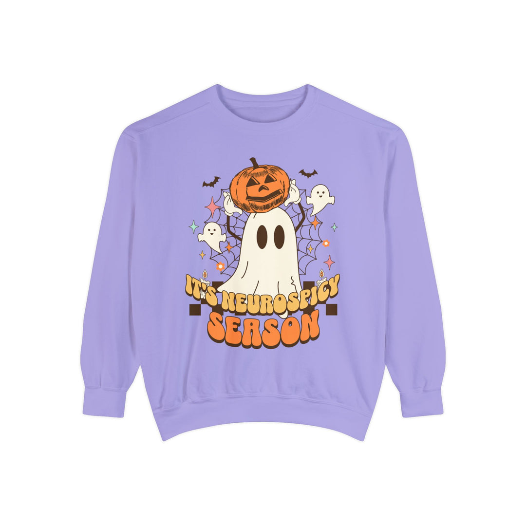 Adult Its Neurospicy Season Ghost and Pumpkin Comfort Colors Sweatshirt