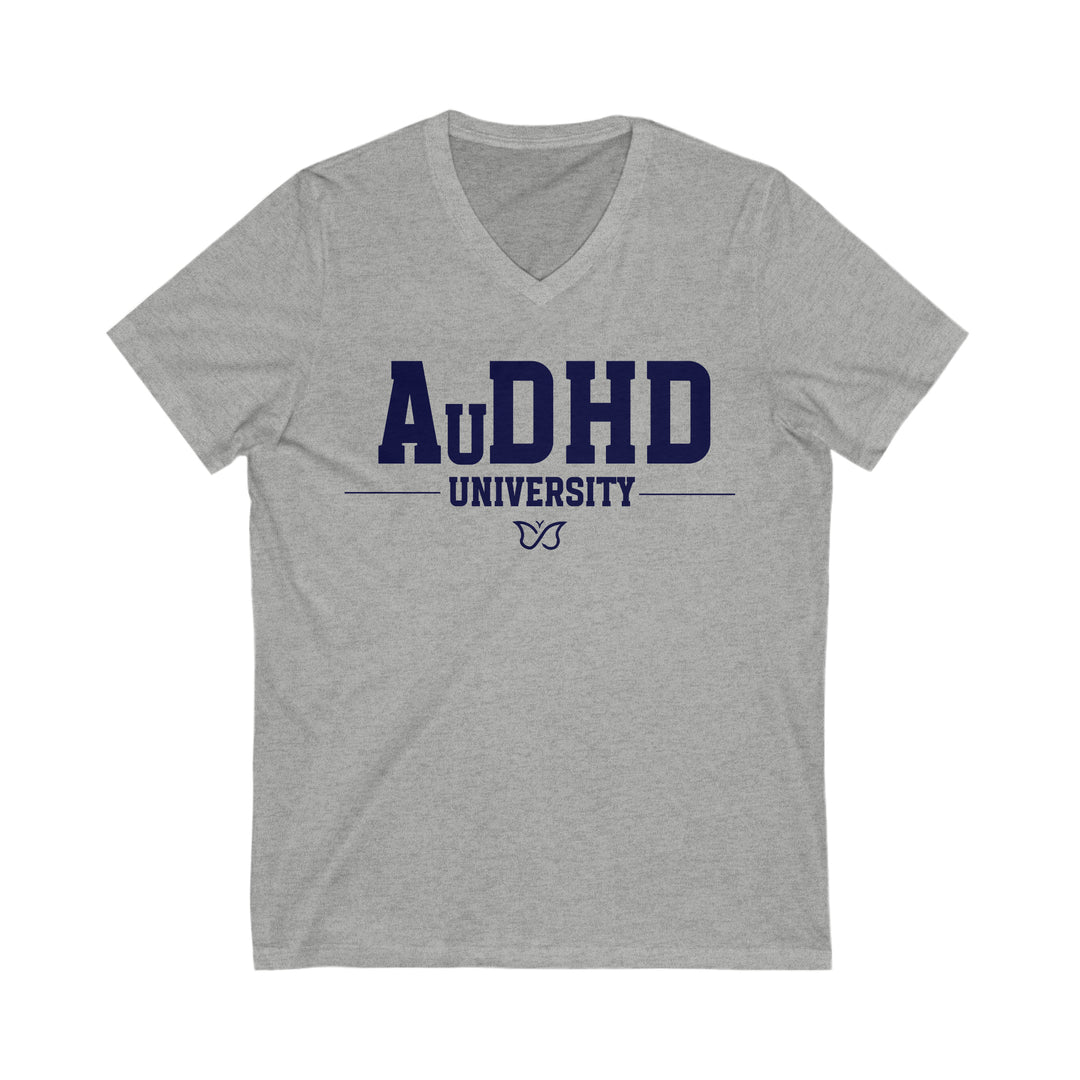 Adult AuDHD University Butterfly Symbol V-Neck Tee