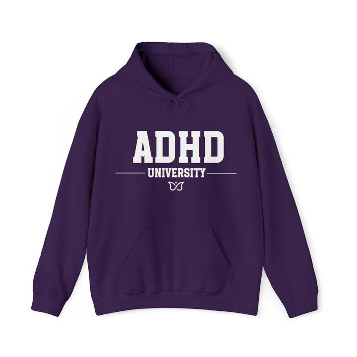 Adult ADHD University Butterfly Symbol White Text Hoodie