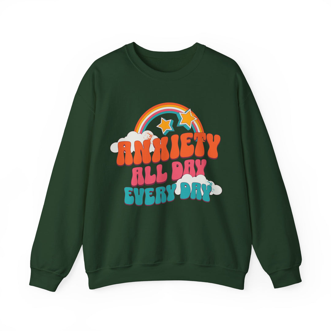 Adult Anxiety All Day Every Day Rainbow and Stars Sweatshirt