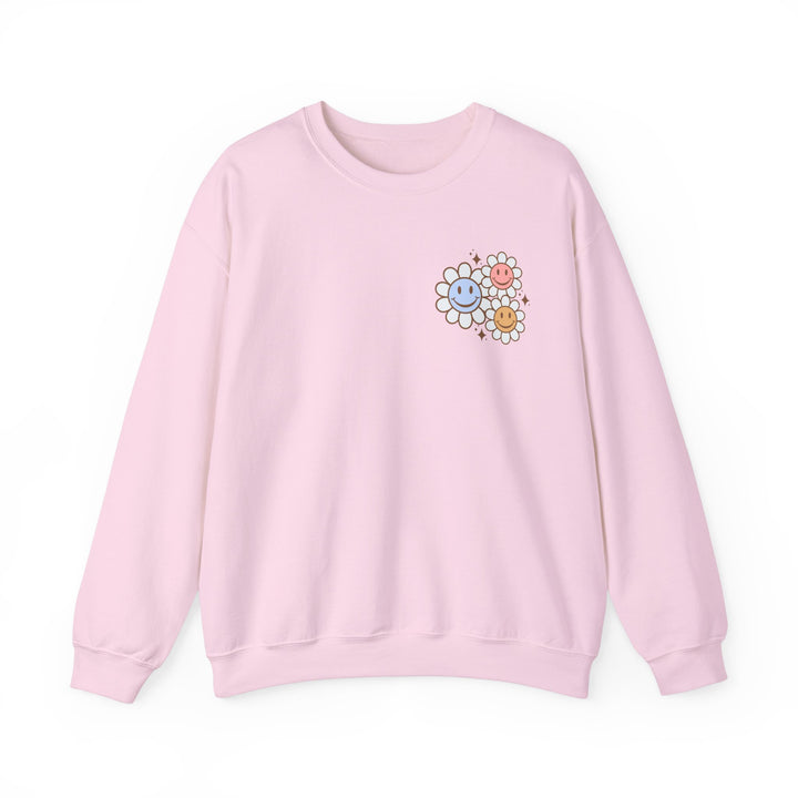 Adult Be Kind to Your Mind Smiling Daisy Front and Back Sweatshirt