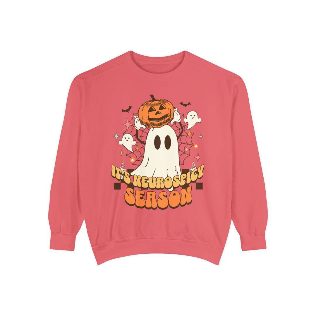 Adult Its Neurospicy Season Ghost and Pumpkin Comfort Colors Sweatshirt