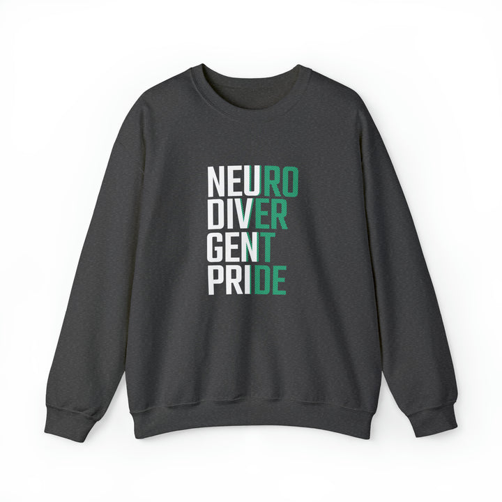 Neurodivergent Pride Green & White Text Sweatshirt