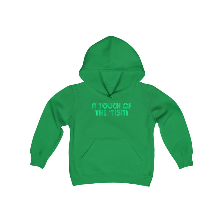 Kids Touch of the Tism Line Letters Green Hoodie Sweatshirt