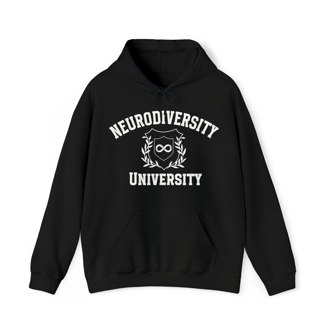 Adult Neurodiversity University Infinity Symbol White Text Hoodie