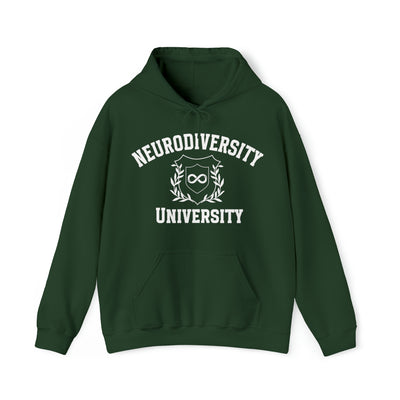 Neurodiversity University Infinity Symbol White Text Hoodie