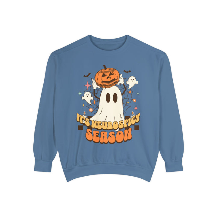 Adult Its Neurospicy Season Ghost and Pumpkin Comfort Colors Sweatshirt