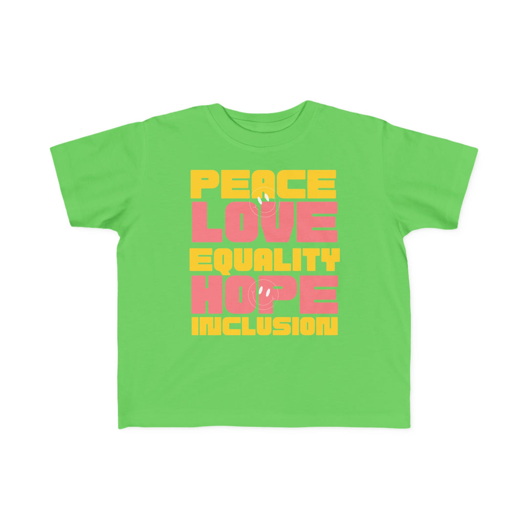 Toddler's  Peace Love Equality Hope Inclusion Smileys Tee