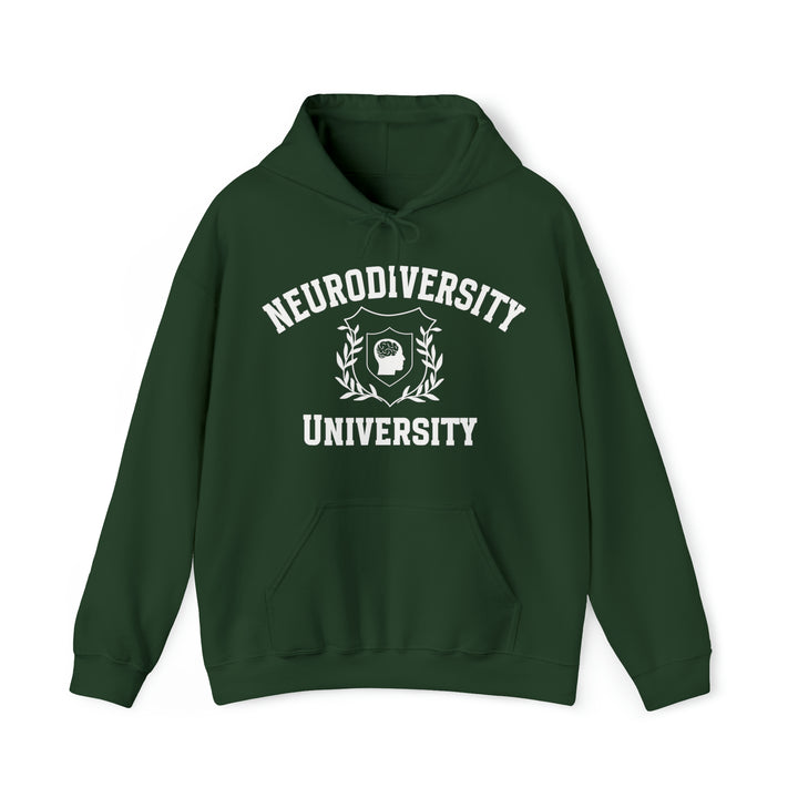 Adult Neurodiversity University Beautiful Mind White Text Hoodie