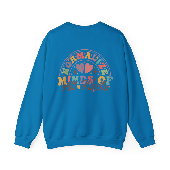 Adult Normalize  Minds of all Kinds Rainbow Front and Back Sweatshirt