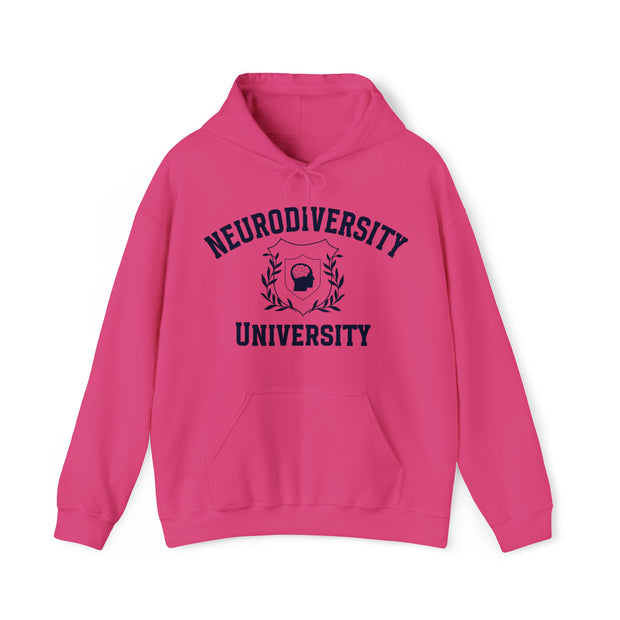 Neurodiversity University Beautiful Mind Navy Blue Text Hoodie