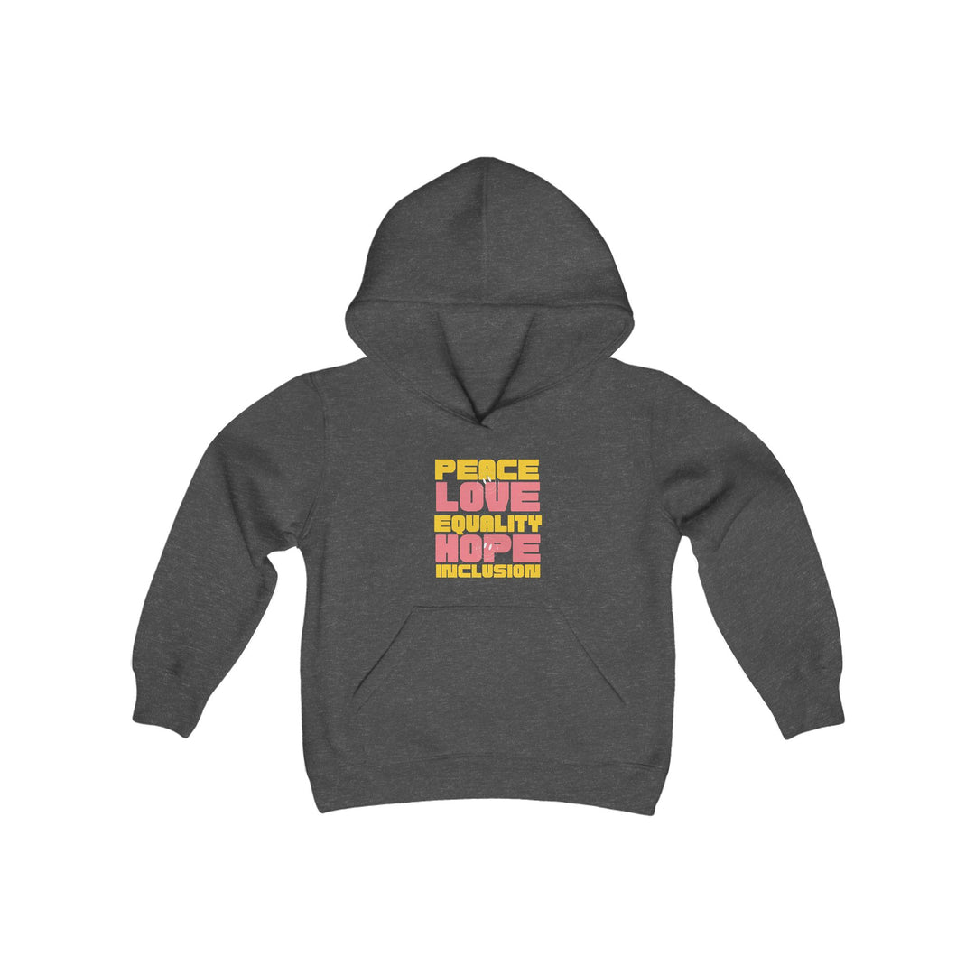 Kids Peace Love Equality Hope Inclusioin Smileys Front and Back Hoodie Sweatshirt