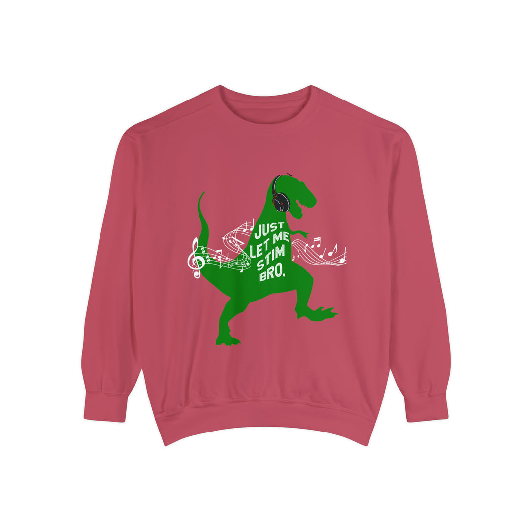 Comfort Colors T-Rex Let Me Stim Bro Sweathshirt White Music Notes