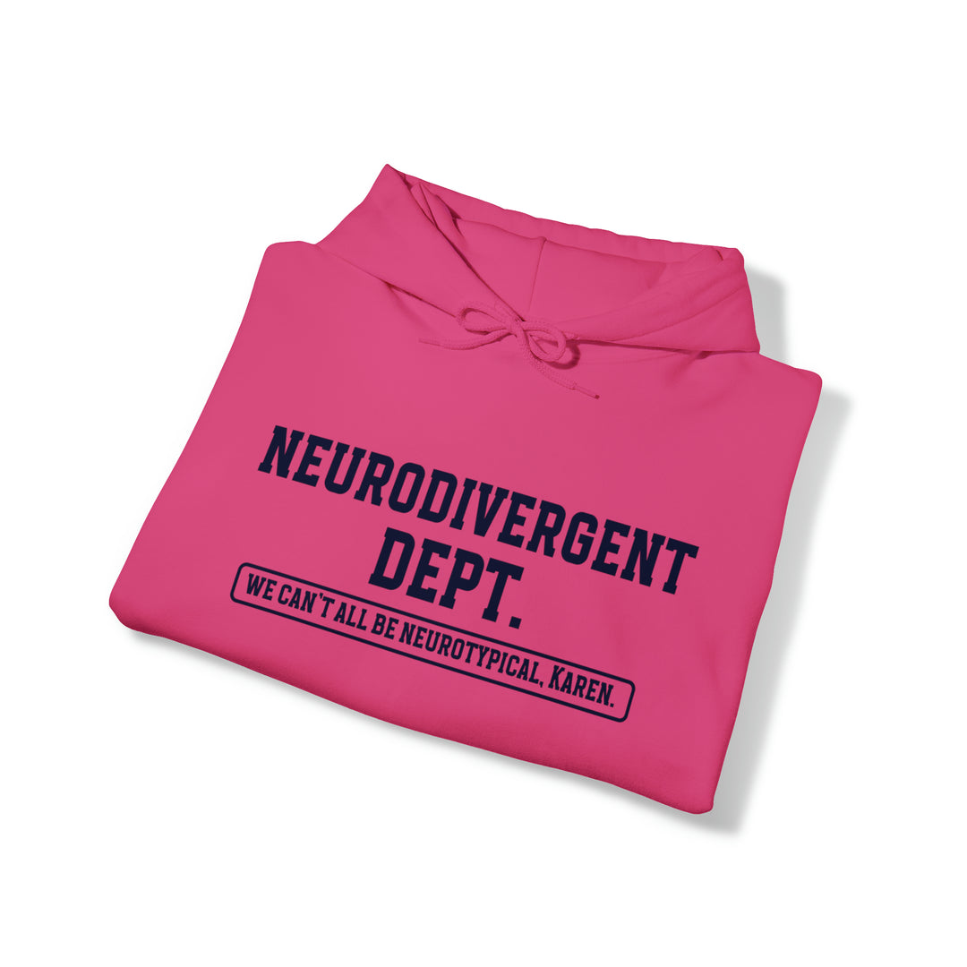 Neurodivergent Dept. Navy Blue Text Hoodie