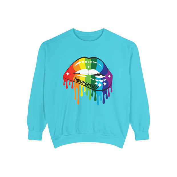Comfort Colors Neurospicy Rainbow Lips Sweatshirt