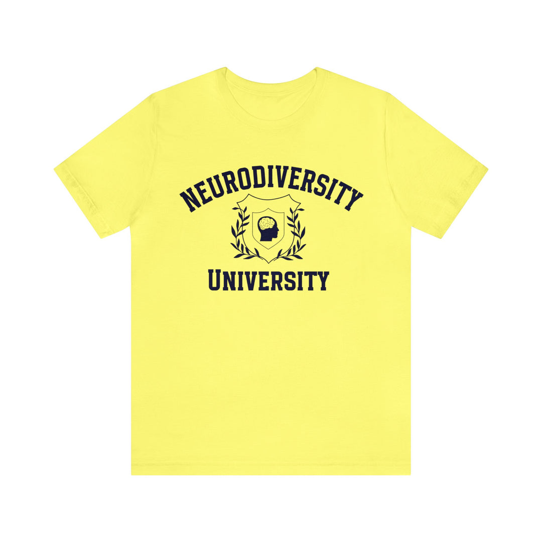 Adult Neurodiversity University Beautiful Mind Navy Blue Text Tee