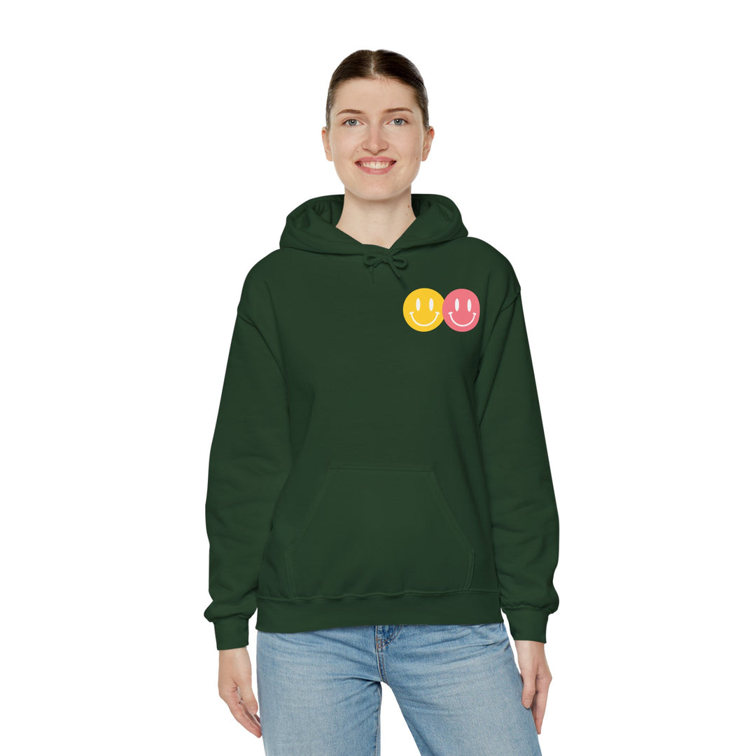 Adult Peace Love Equality Hope Inclusioin Smileys Front and Back Hoodie