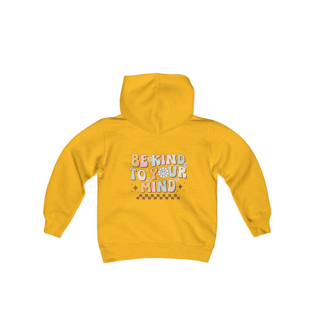 Kids Be Kind to Your Mind Smiling Daisy Front and Back Hoodie Sweatshirt