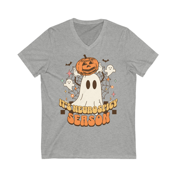 Adult Its Neurospicy Season Ghost and Pumpkin V-Neck Tee