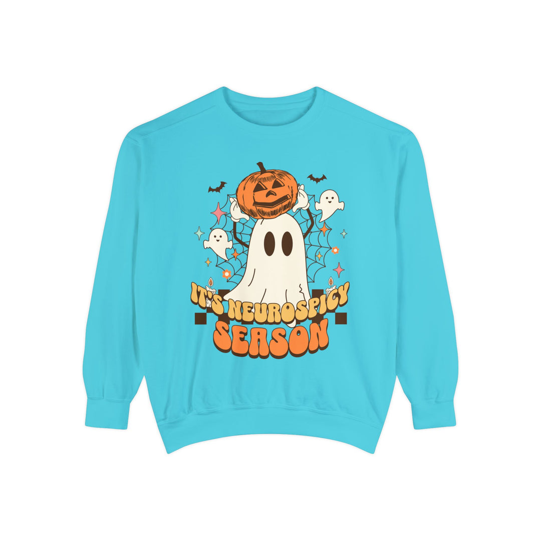 Adult Its Neurospicy Season Ghost and Pumpkin Comfort Colors Sweatshirt