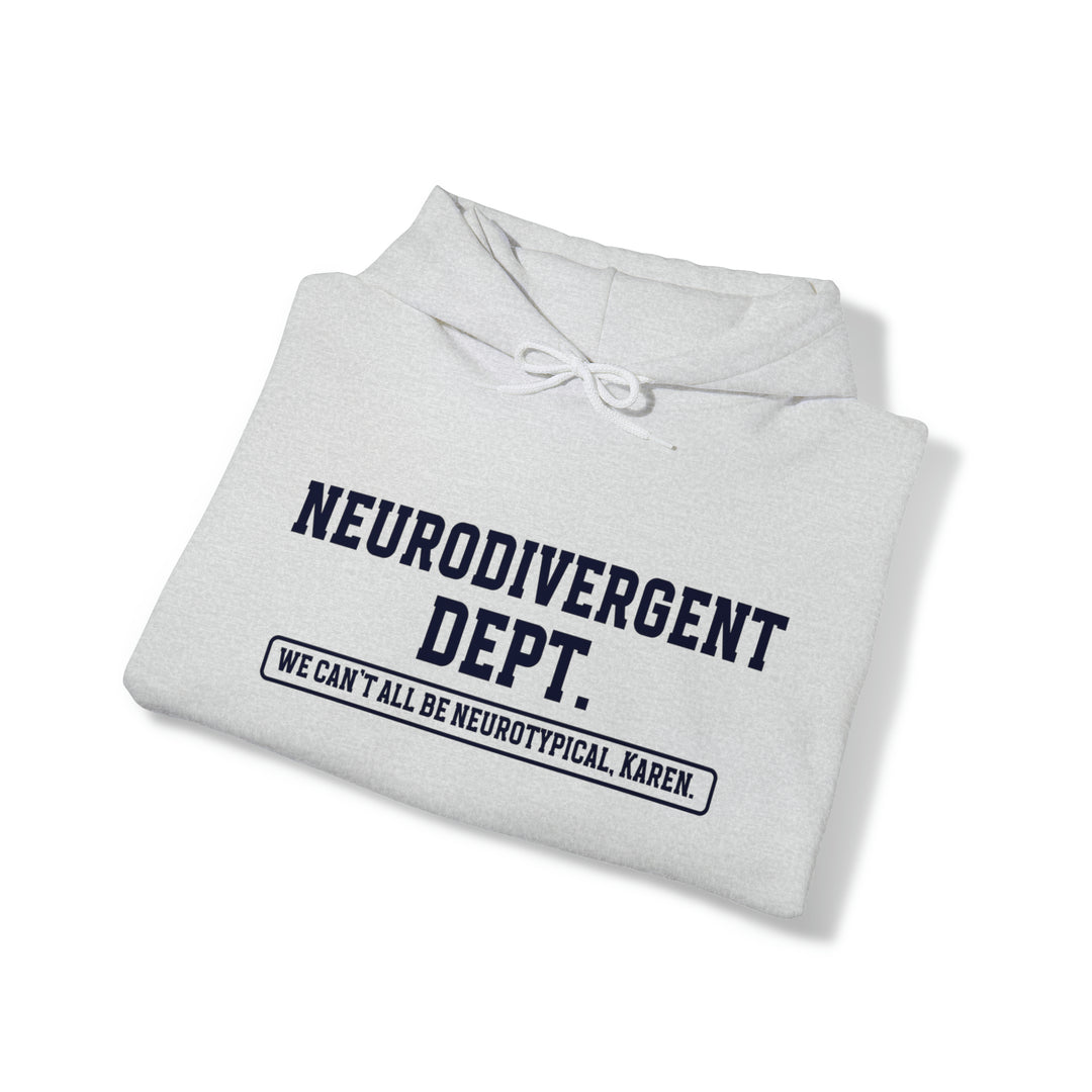 Neurodivergent Dept. Navy Blue Text Hoodie