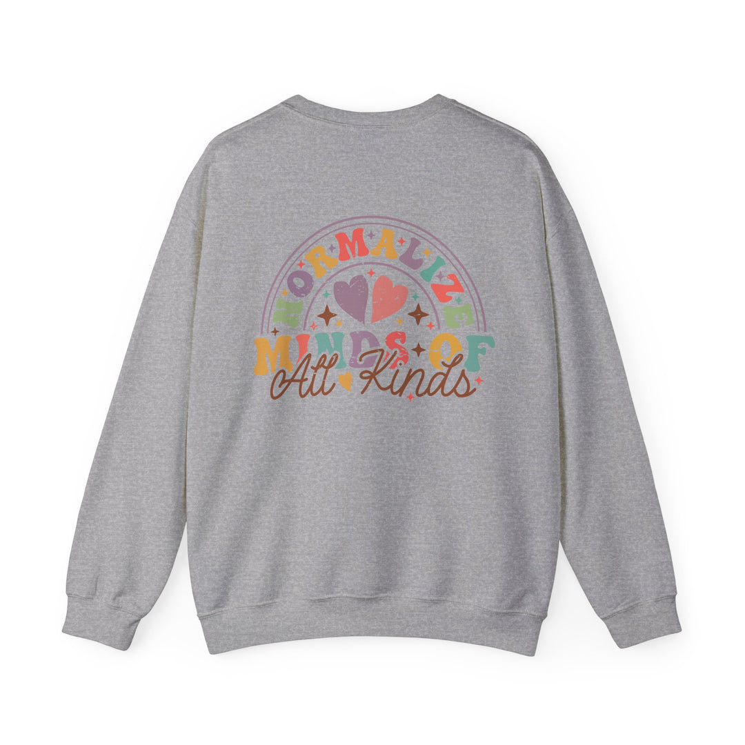 Adult Normalize  Minds of all Kinds Rainbow Front and Back Sweatshirt