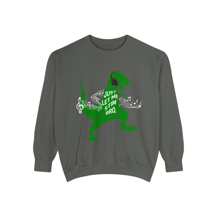 Comfort Colors T-Rex Let Me Stim Bro Sweathshirt White Music Notes