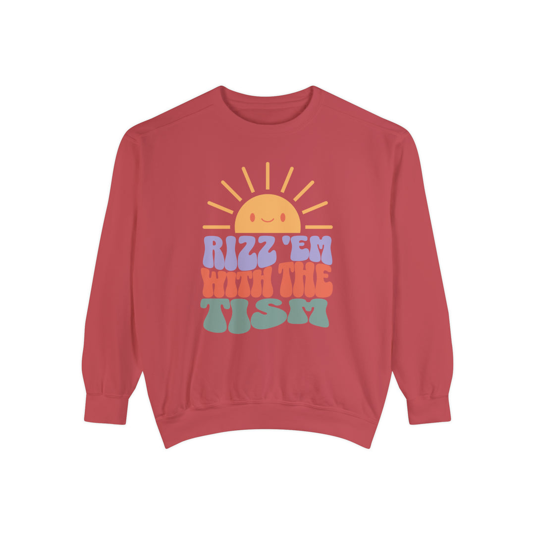 Adult Sunny Rizz 'Em With The Tism Comfort Colors Sweatshirt