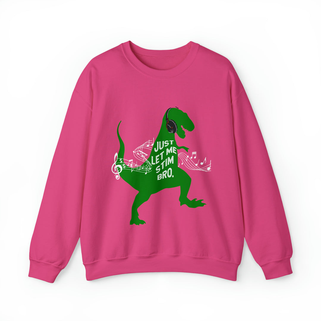 T-Rex Let Me Stim Bro Sweatshirt White Music Notes