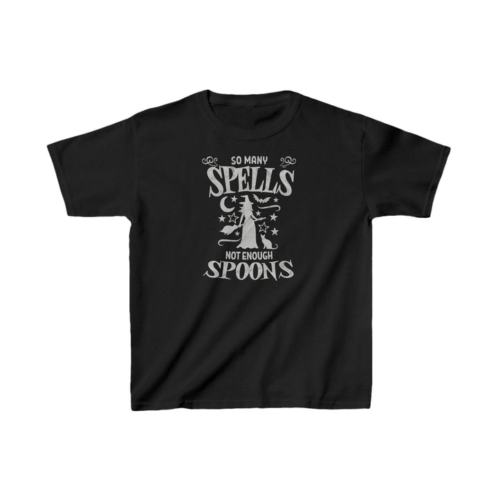 Kids So Many Spells Not Enough Spoons Distressed Tee