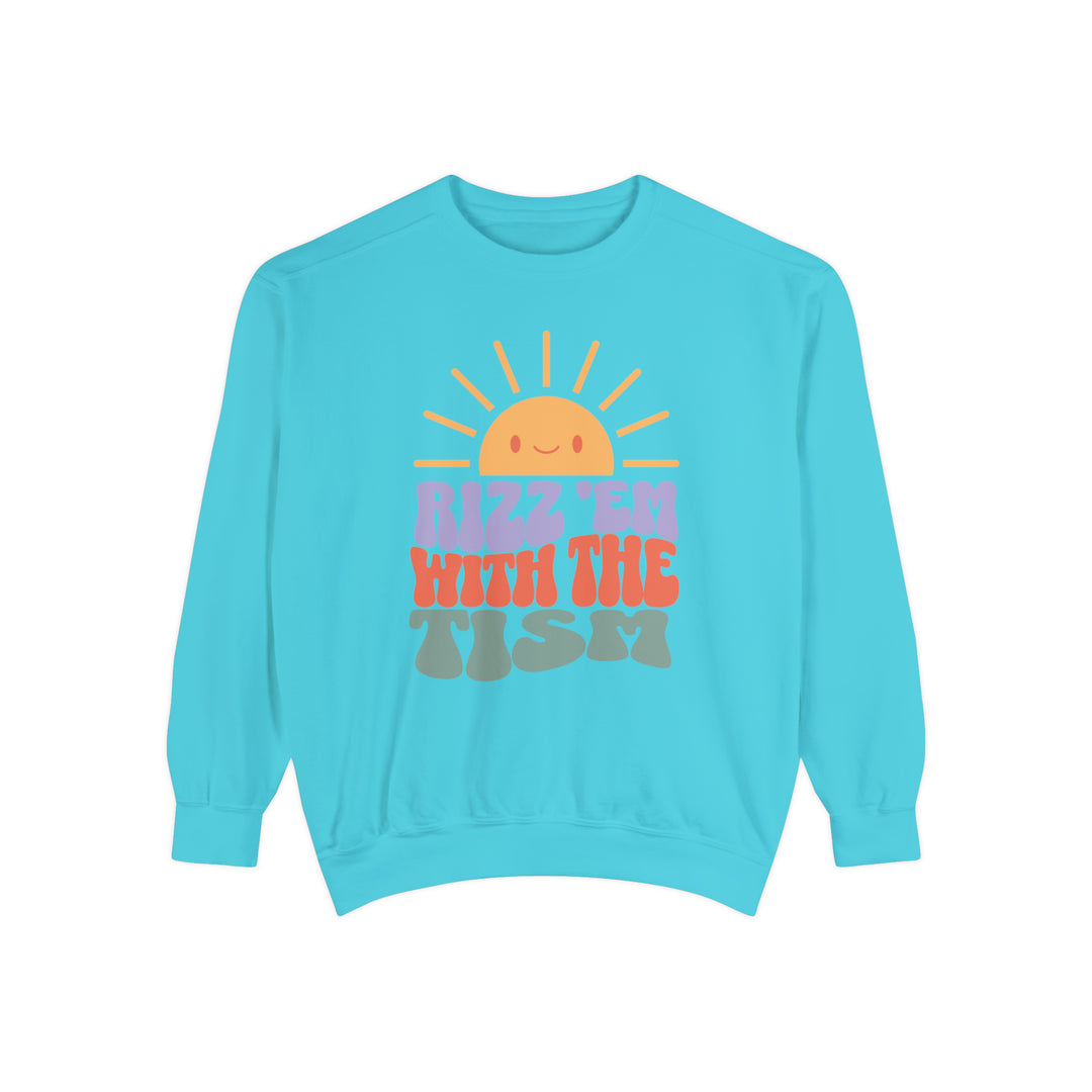 Adult Sunny Rizz 'Em With The Tism Comfort Colors Sweatshirt