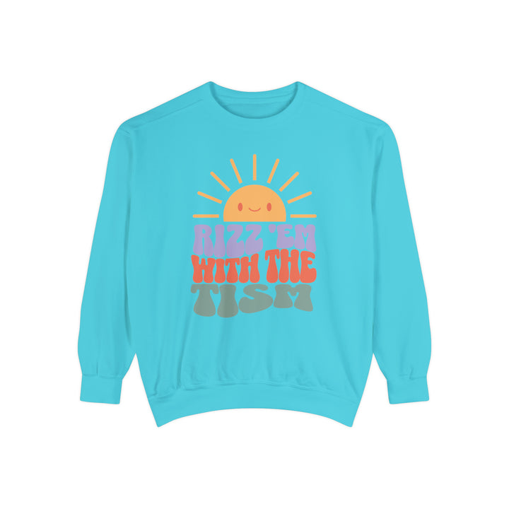 Adult Sunny Rizz 'Em With The Tism Comfort Colors Sweatshirt