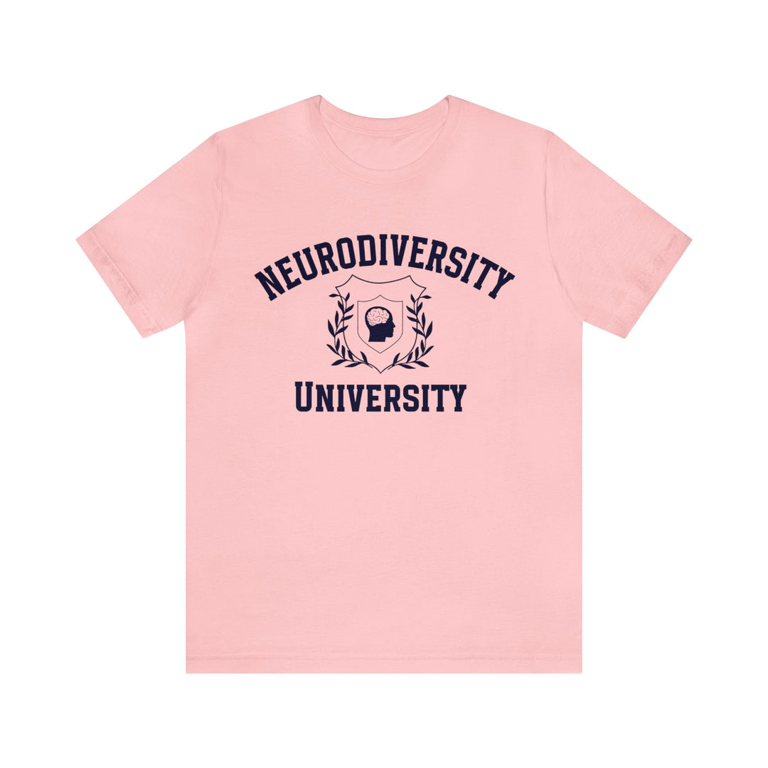 Adult Neurodiversity University Beautiful Mind Navy Blue Text Tee