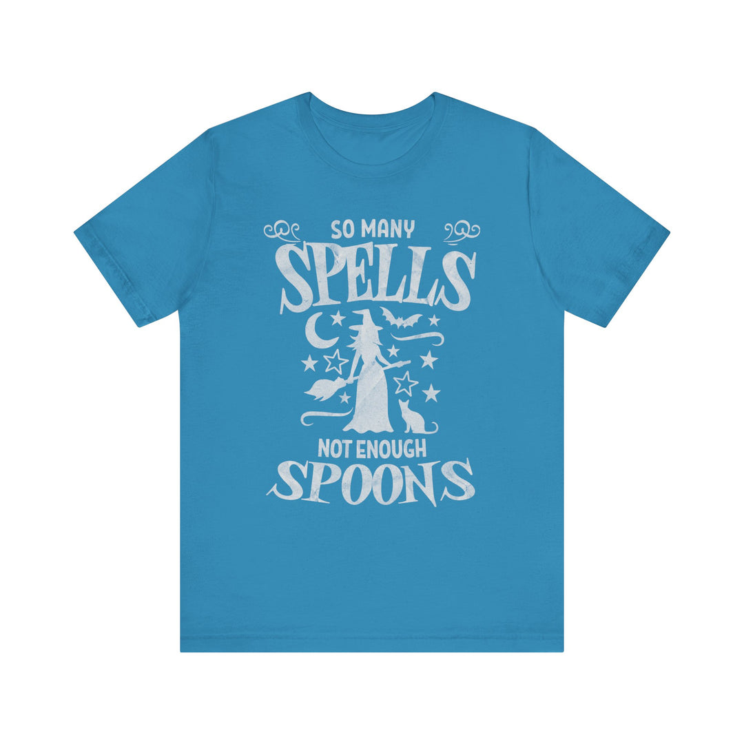 Adult So Many Spells Not Enough Spoons Distressed Tee