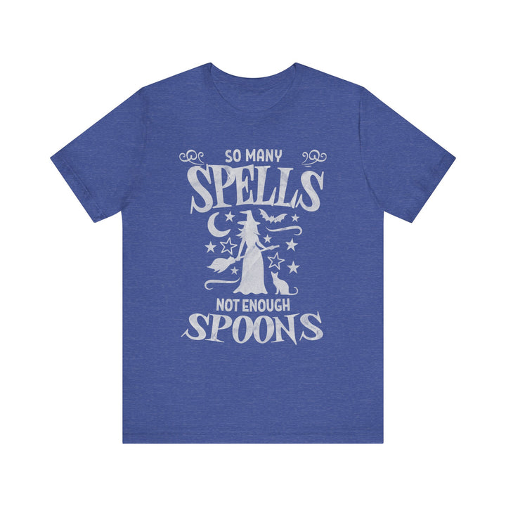 Adult So Many Spells Not Enough Spoons Distressed Tee