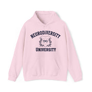 Neurodiversity University Infinity Symbol Navy Blue Text Hoodie