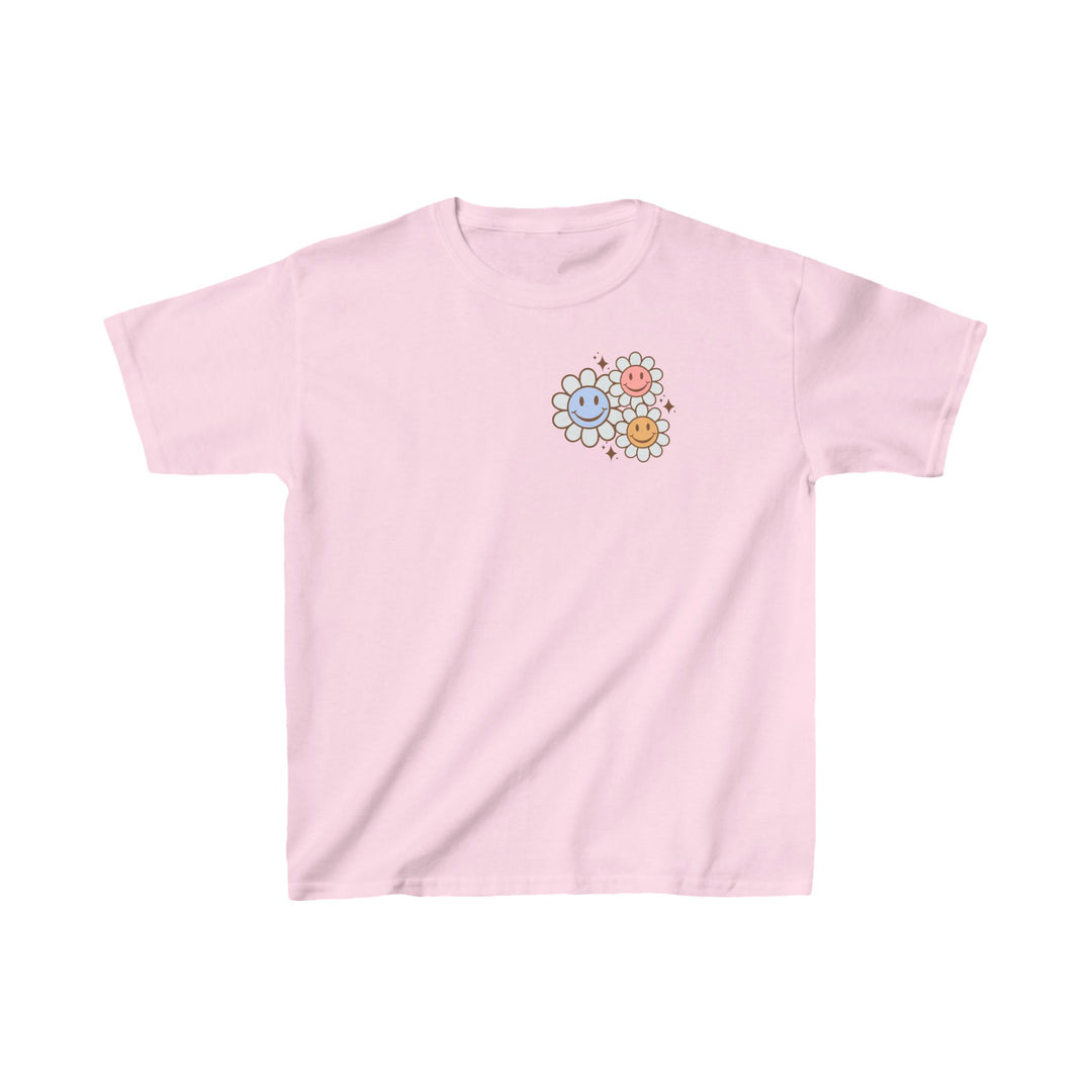 Kids Be Kind to Your Mind Smiling Daisy Front and Back Tee