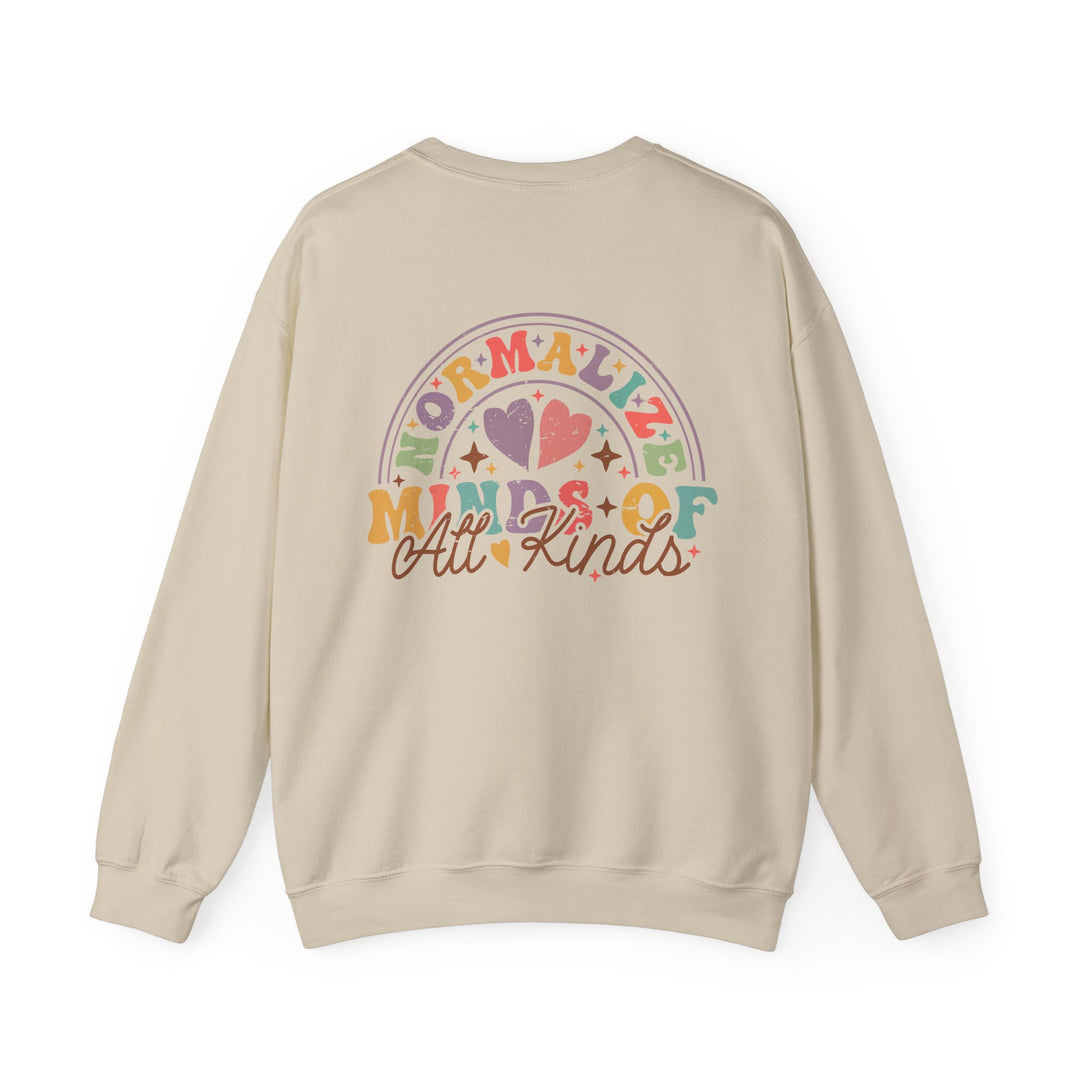 Adult Normalize  Minds of all Kinds Rainbow Front and Back Sweatshirt