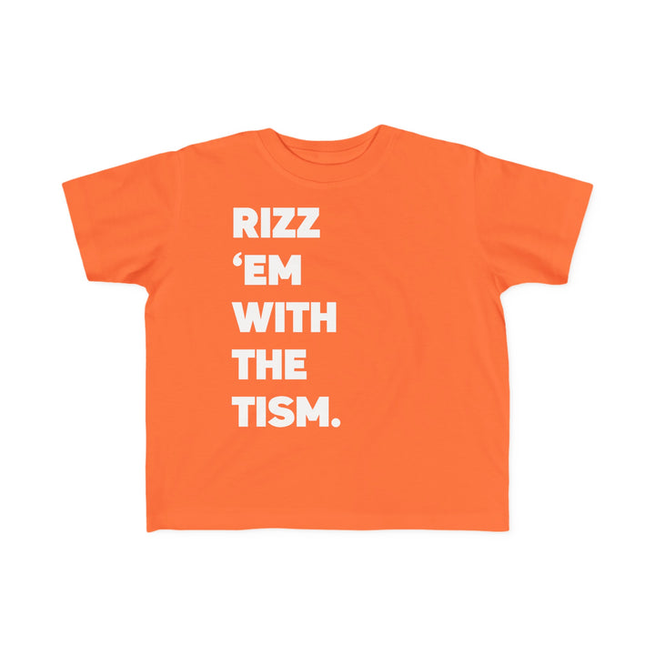 Toddler's  Rizz Em With the Tism White Text Tee