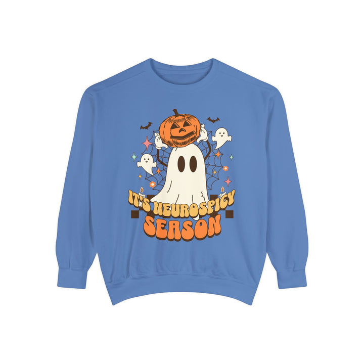 Adult Its Neurospicy Season Ghost and Pumpkin Comfort Colors Sweatshirt