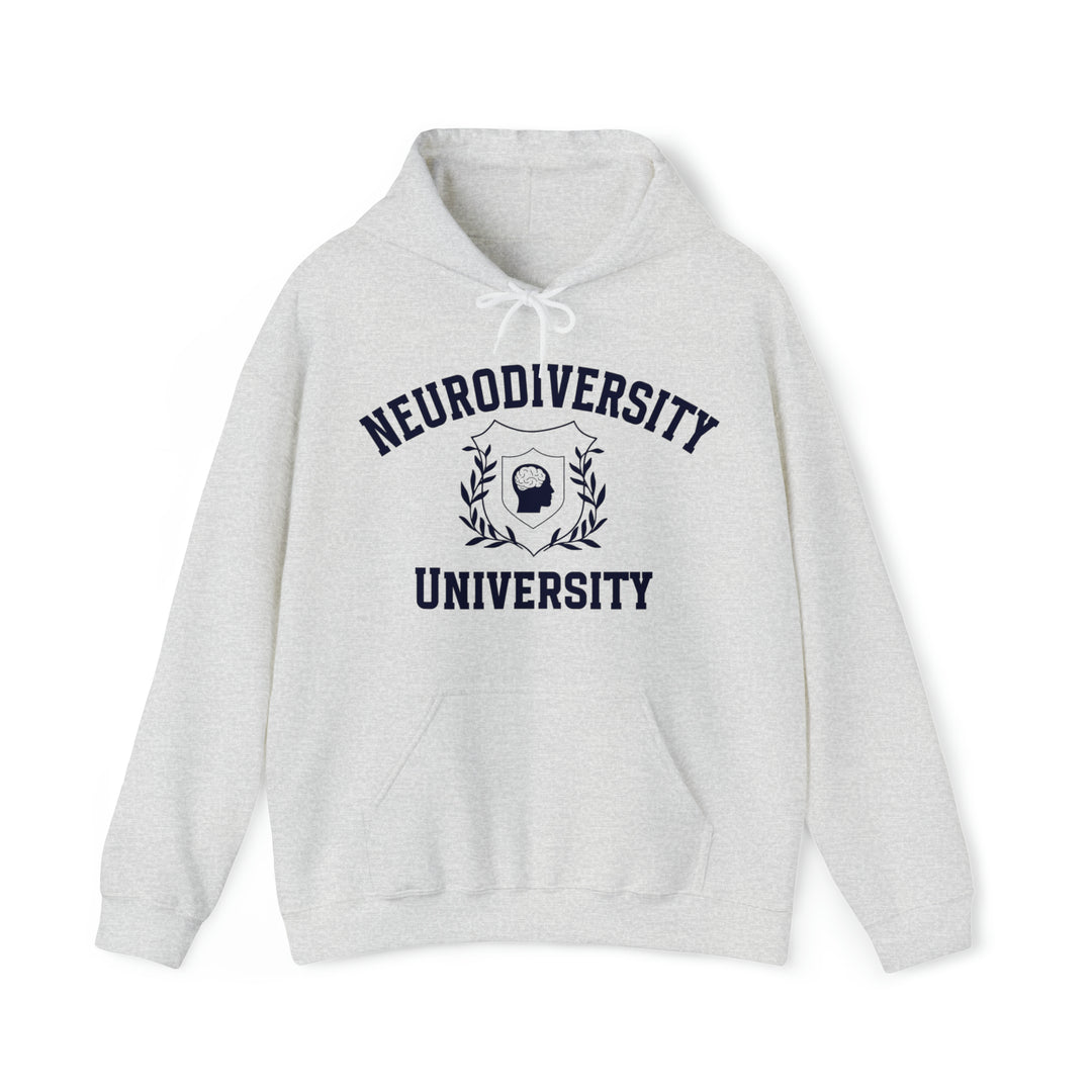 Adult Neurodiversity University Beautiful Mind Navy Blue Text Hoodie