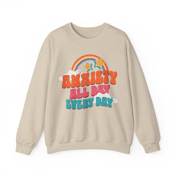 Adult Anxiety All Day Every Day Rainbow and Stars Sweatshirt