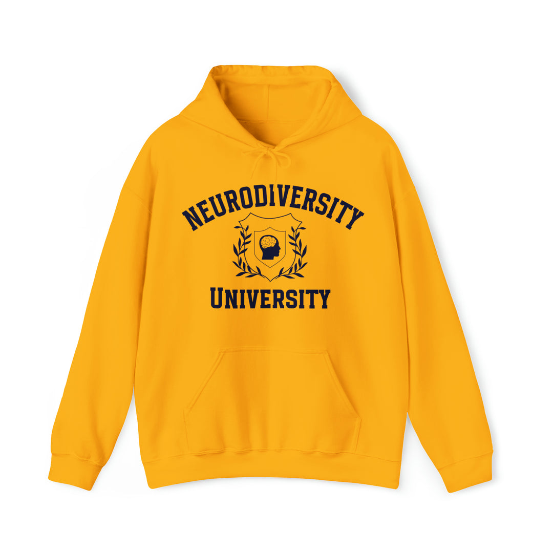 Adult Neurodiversity University Beautiful Mind Navy Blue Text Hoodie