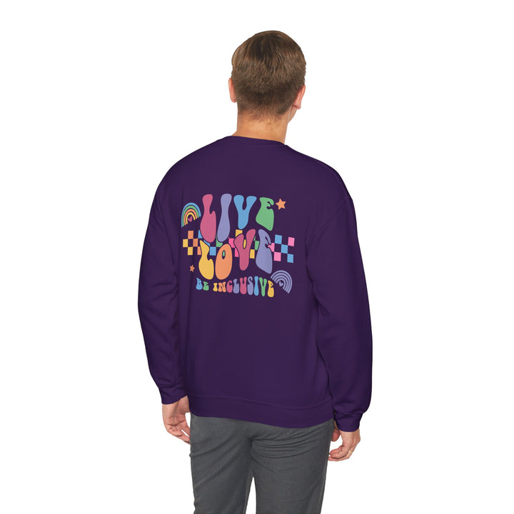 Adult Live Love Be Inclusive Front and Back Sweatshirt