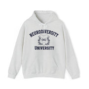 Neurodiversity University Infinity Symbol Navy Blue Text Hoodie