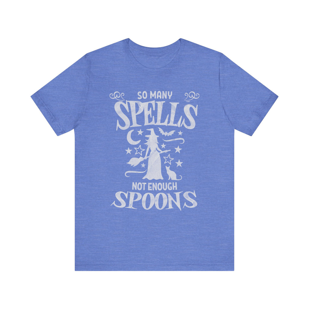 Adult So Many Spells Not Enough Spoons Distressed Tee